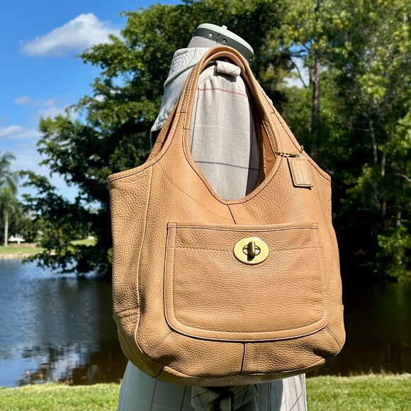 Coach Ergo Legacy XL Tote Camel Tan HTF 2007 Stripe Lining Hang Tag 11640 EUC - Picture 1 of 16